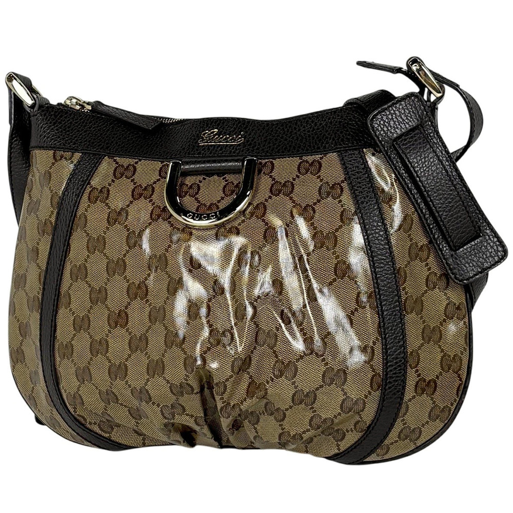 Gucci GG Crystal Shoulder Bag Abbey Canvas Brown